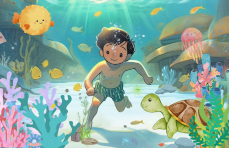 Illustration: Bajau child underwater